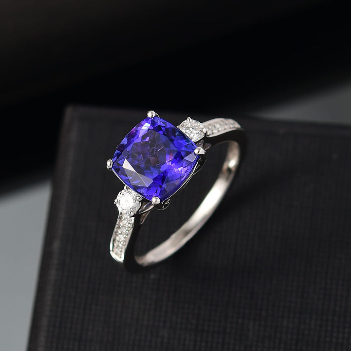 Certified &amp; Appraised RHAPSODY 950 Platinum AAAA Tanzanite, White Diamond VS-EF Ring, 3.89  Ct. 8152884 2