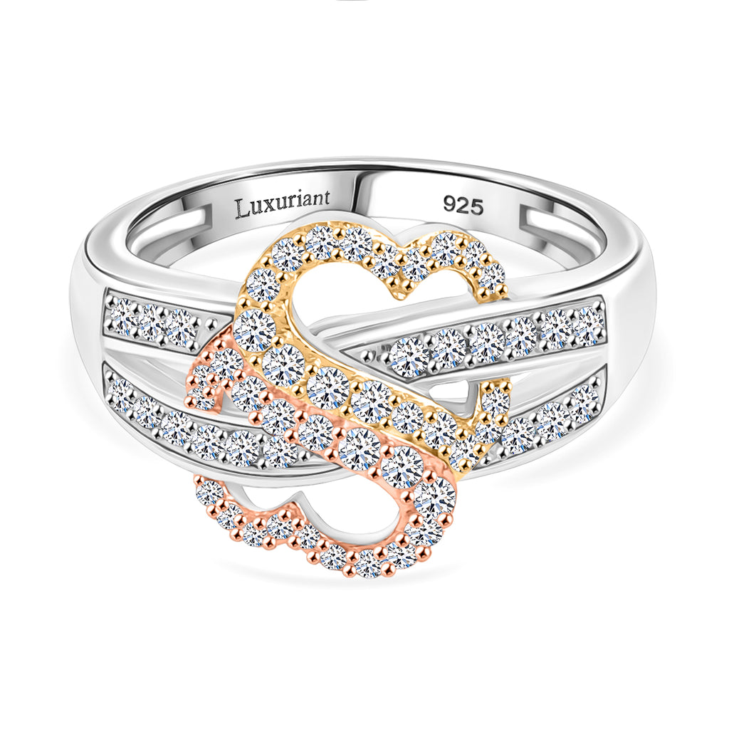 Luxuriant Diamond Lab Grown Diamond (SI-G/H) Ring in 18K Vermeil & Rose Gold Plated and Rhodium Ovelay Sterling Silver_8154188