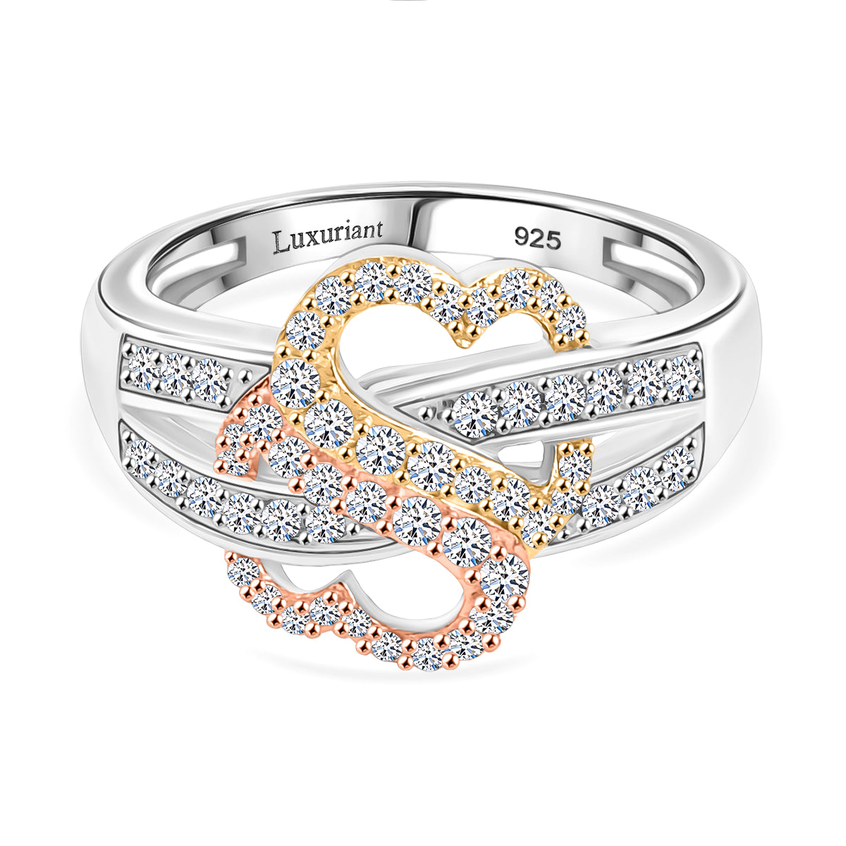 0.5 Ct (Sz- S) Luxuriant Diamond Lab Grown Diamond (SI-G-H) Ring in 18K Vermeil &amp; Rose Gold Plated a 8154188 0