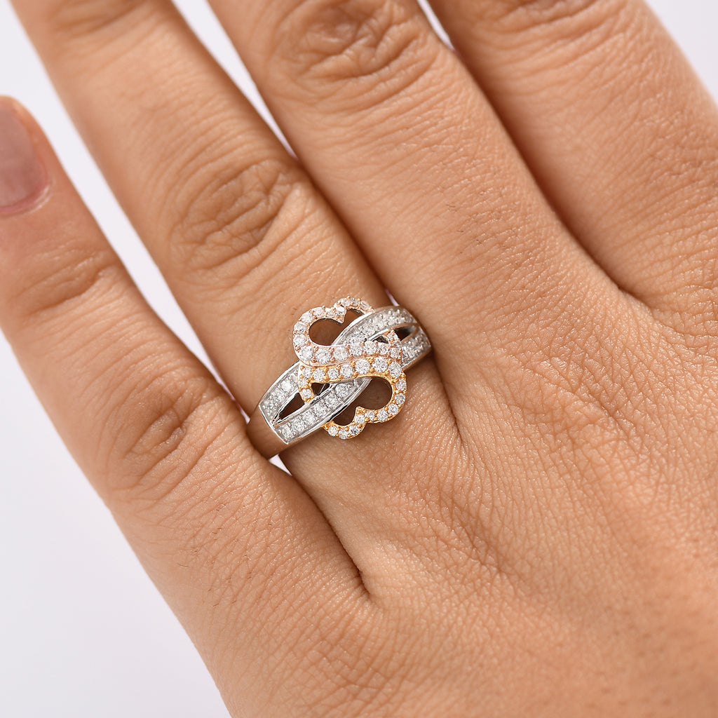 Luxuriant Diamond Lab Grown Diamond (SI-G/H) Ring in 18K Vermeil & Rose Gold Plated and Rhodium Ovelay Sterling Silver_8154188_2