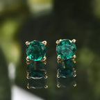 D'Joy - Lab Grown Emerald Solitaire Stud Earring with Push Post in Yellow Gold Plated Sterling Silver 1.00 Cts_8155406_6