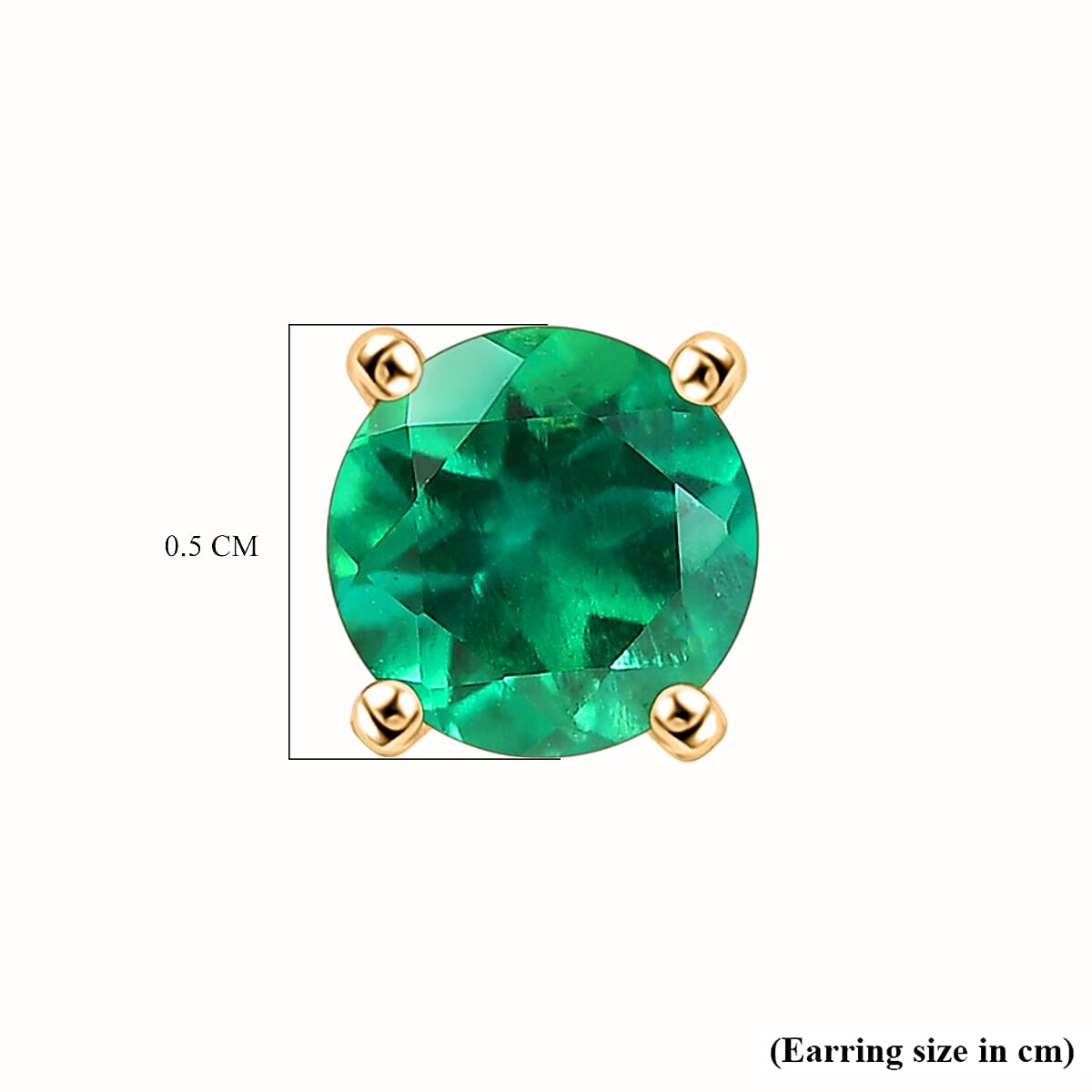 D'joy Lab Grown Emerald Solitaire Stud Push Post Earring in Yellow Gold Plated Sterling Silver 0.97 Ct. 8155406 10