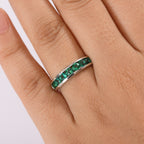 Lab Grown Emerald Channel Set Ring in Platinum Overlay Sterling Silver 1.14 Ct._8155429_2