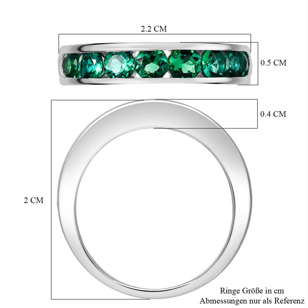 Lab Grown Emerald Channel Set Ring in Platinum Overlay Sterling Silver 1.14 Ct._8155429_5