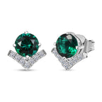 Luxuriant 10K White Gold AAA Lab Grown Emerald, Lab Grown Diamond GH, SI Solitaire Stud Push Post Earring, Gold Wt.1.7 Gms  2.506  Ct._8155624