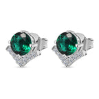 Luxuriant 10K White Gold AAA Lab Grown Emerald, Lab Grown Diamond GH, SI Solitaire Stud Push Post Earring, Gold Wt.1.7 Gms  2.506  Ct._8155624_3