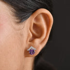 Luxuriant 10K White Gold AAA Lab Grown Color Change Sapphire, Lab Grown Diamond GH, SI Solitaire Stud Push Post Earring, Gold Wt.1.98 Gms  3.932  Ct._8155625_2