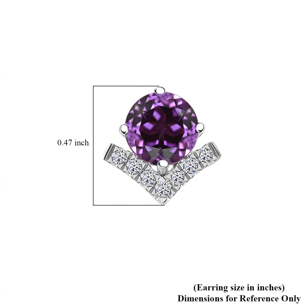 Luxuriant 10K White Gold AAA Lab Grown Color Change Sapphire, Lab Grown Diamond GH, SI Solitaire Stud Push Post Earring, Gold Wt.1.98 Gms  3.932  Ct._8155625_5
