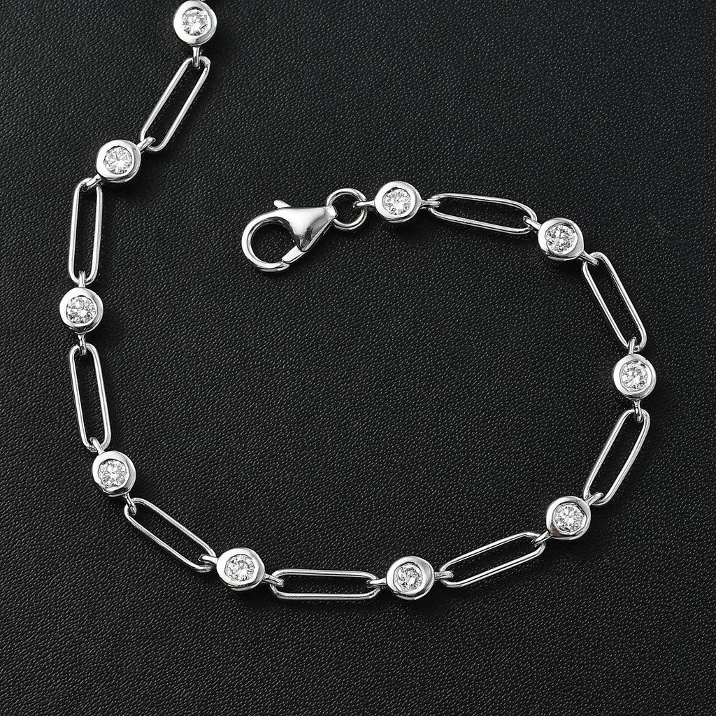 Luxuriant Diamond Lab Grown Diamond (SI-G/H) Bracelet (Size - 7.5) in Rhodium Overlay Sterling Silver 1.00 Ct._8156667_1
