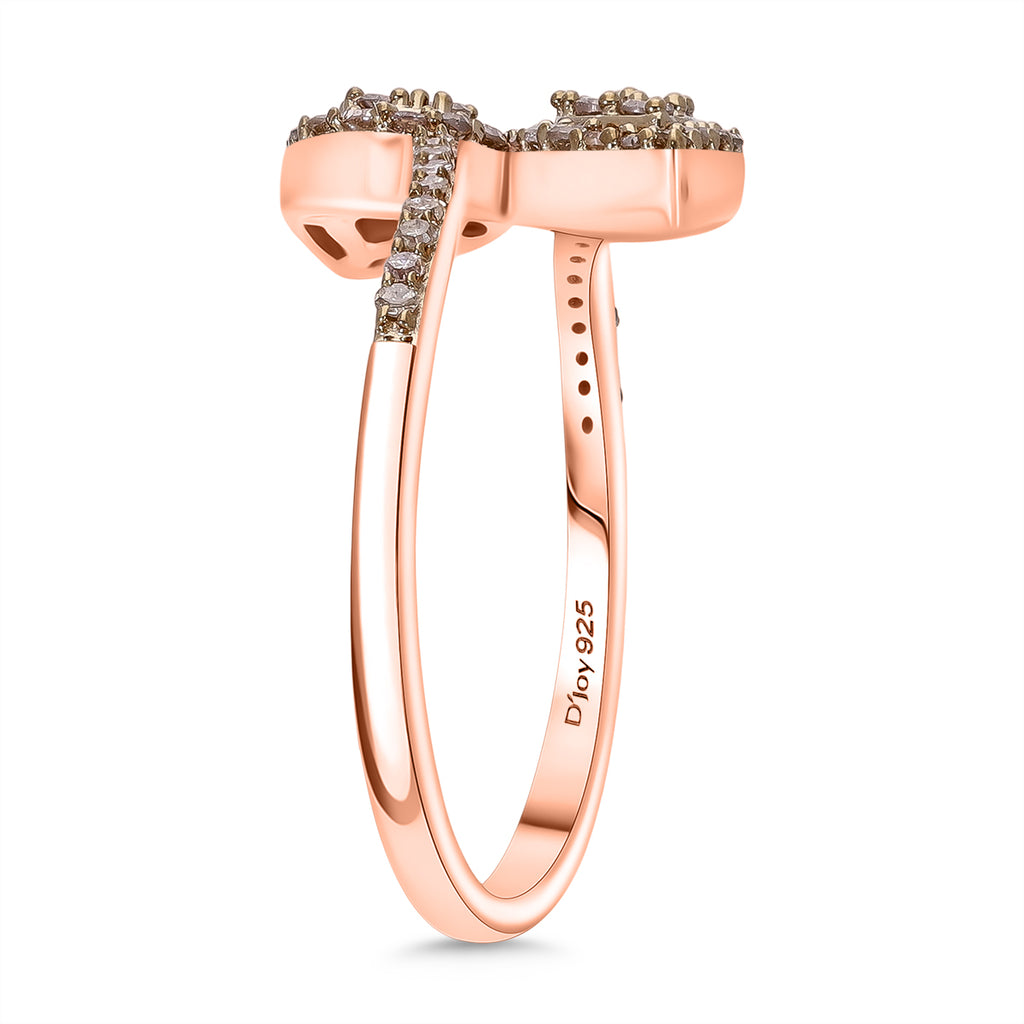 Luxuriant - Champagne Diamond Bypass Ring in Vermeil Rose Gold Plated Sterling Silver_8156694_2