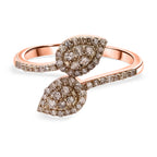 Luxuriant - Champagne Diamond Bypass Ring in Vermeil Rose Gold Plated Sterling Silver_8156697