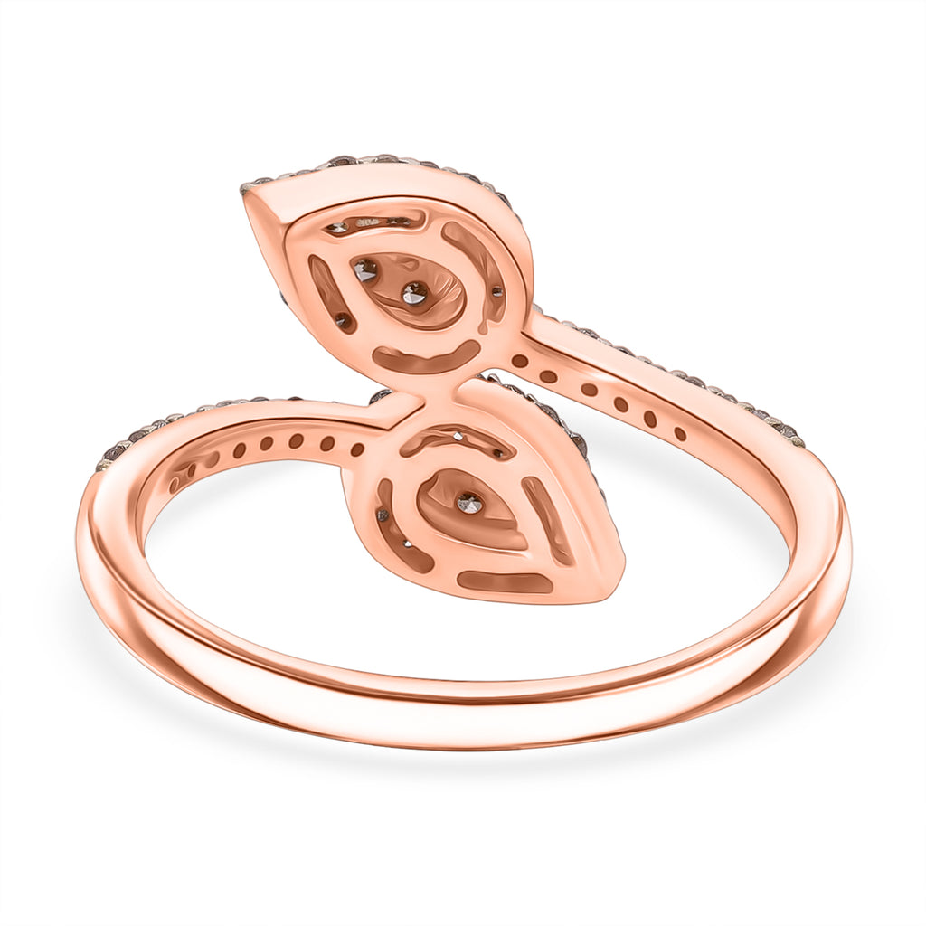 Luxuriant - Champagne Diamond Bypass Ring in Vermeil Rose Gold Plated Sterling Silver_8156697_3
