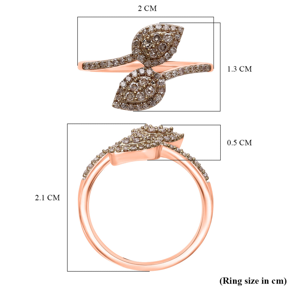 Luxuriant - Champagne Diamond Bypass Ring in Vermeil Rose Gold Plated Sterling Silver_8156697_4