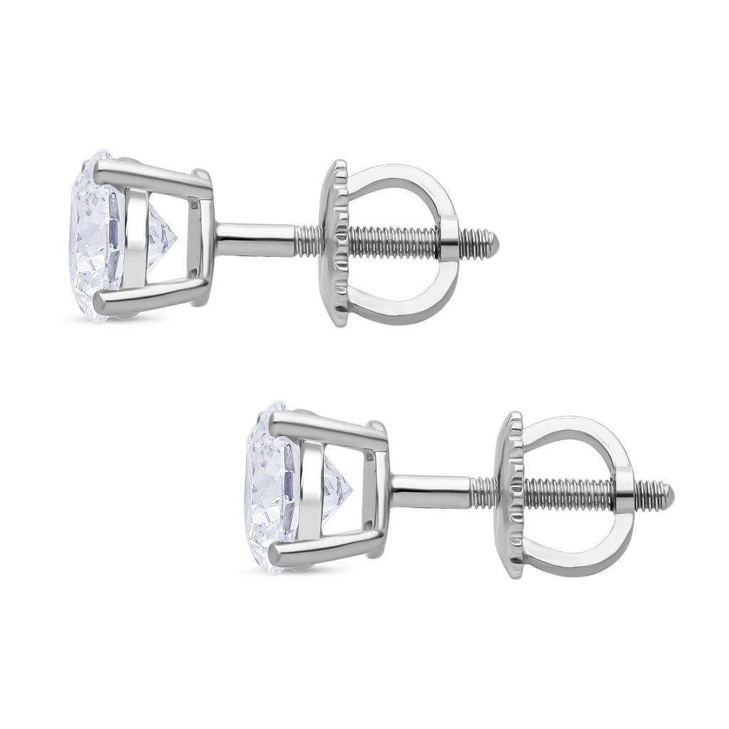 THE PERFECT DIAMOND 950 Platinum D Colour Internally Flawless Ideal Cut Lab Grown Diamond IGI Certified Stud Earring with Screw Back 2.00 Ct,_8157473_2