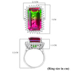 Watermelon Quartz Triplet & White Zircon Solitaire Ring in Rhodium Overlay Sterling Silver 24.59 Ct._8158140_5