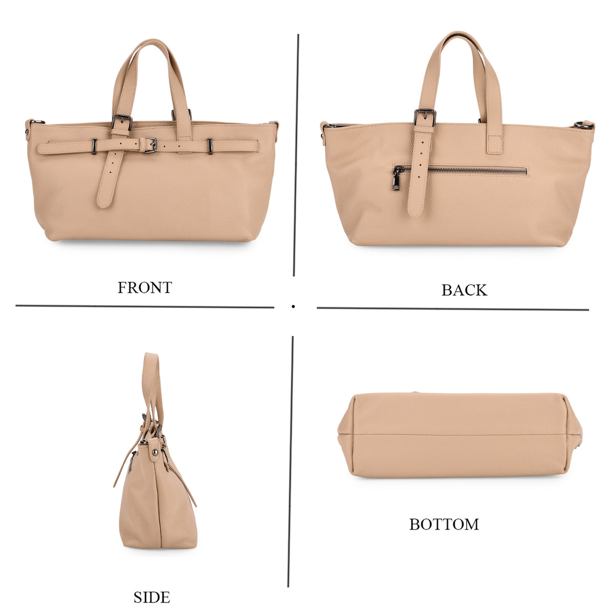 Vicenza 2025 Autumn/Winter Collection - Genuine Leather Belt-detail Crossbody Bag with Detachable Shoulder Strap - Oatmeal V32530656 4