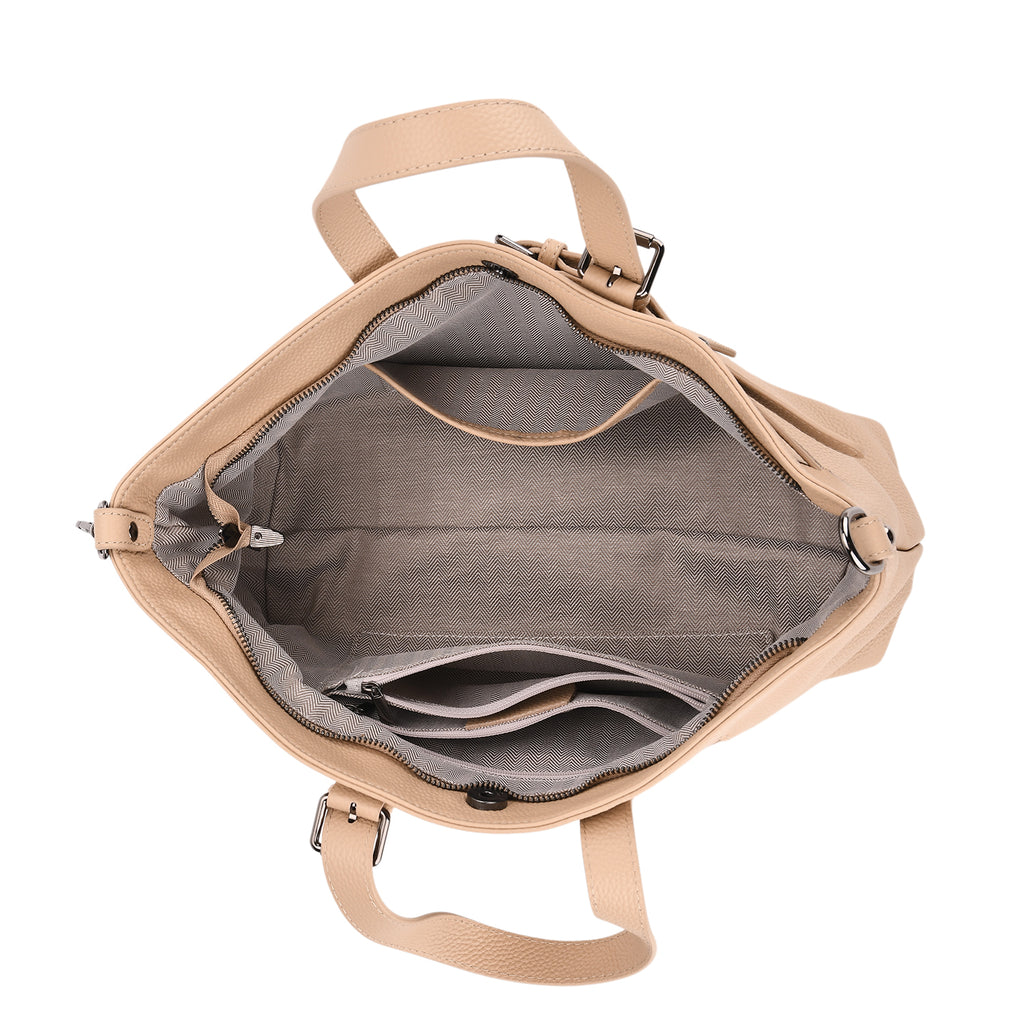 Vicenza 2025 Autumn/Winter Collection - Genuine Leather Belt-detail Crossbody Bag with Detachable Shoulder Strap - Oatmeal_8158443_5
