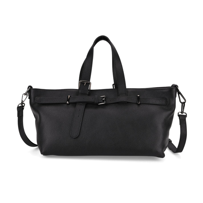 Vicenza 2025 Autumn/Winter Collection - Genuine Leather Belt-detail Crossbody Bag with Detachable Shoulder Strap - Black 8158446 1