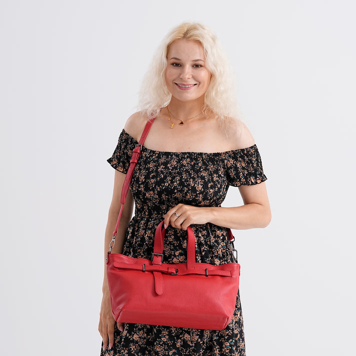 Autumn/Winter Collection - Genuine Leather Belt-detail Crossbody Bag with Detachable Shoulder Strap - Cornflower 8158445 2