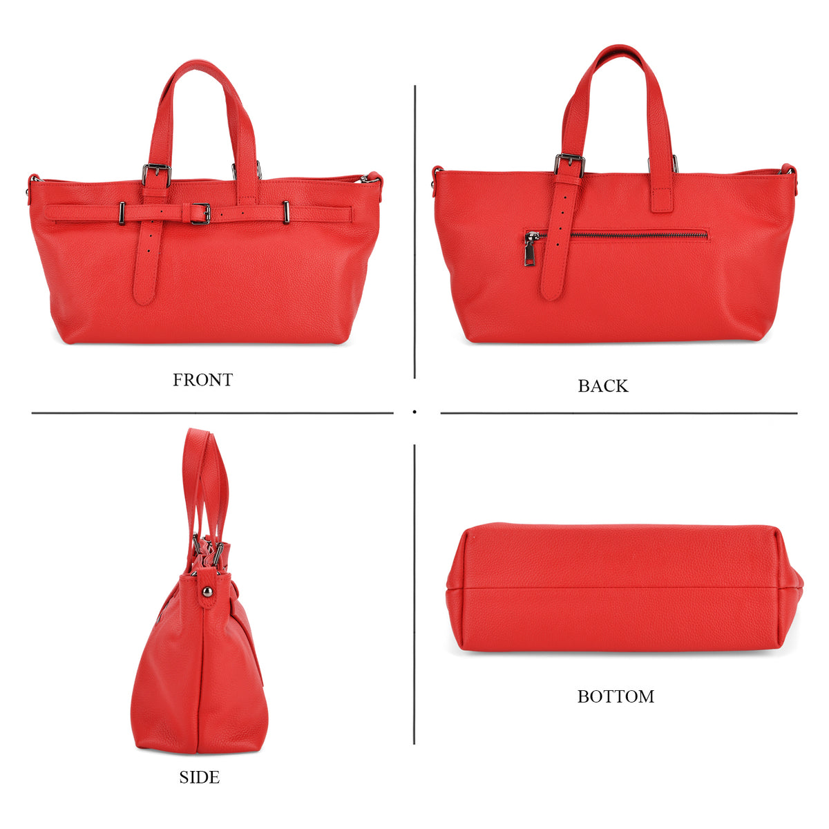 Vicenza 2025 Autumn/Winter Collection - Genuine Leather Belt-detail Crossbody Bag with Detachable Shoulder Strap - Red 8158447 4