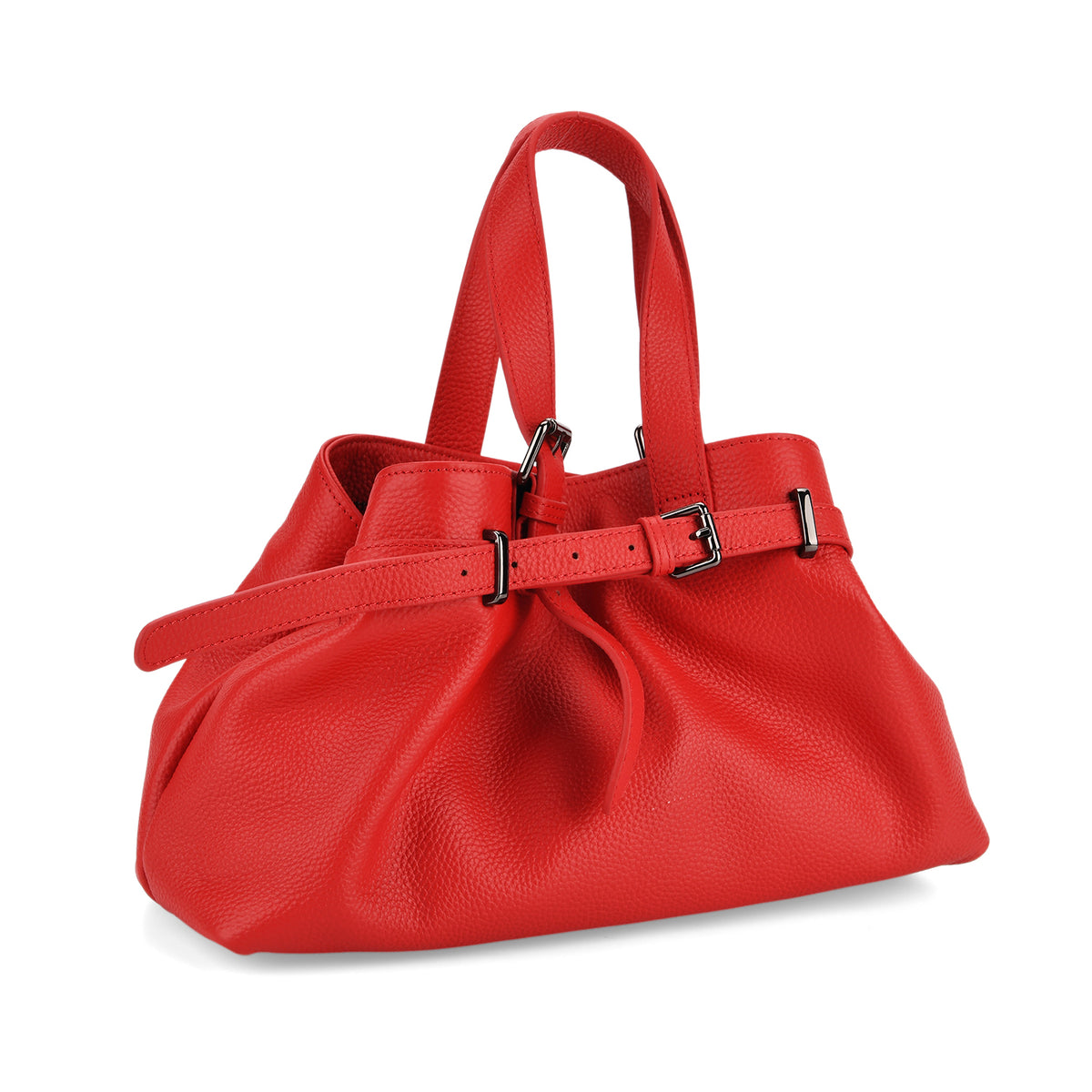 Vicenza 2025 Autumn/Winter Collection - Genuine Leather Belt-detail Crossbody Bag with Detachable Shoulder Strap - Red 8158447 5