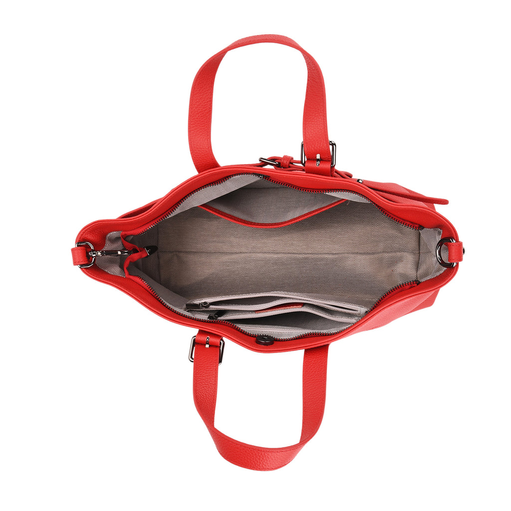 Vicenza 2025 Autumn/Winter Collection - Genuine Leather Belt-detail Crossbody Bag with Detachable Shoulder Strap - Red_8158447_5