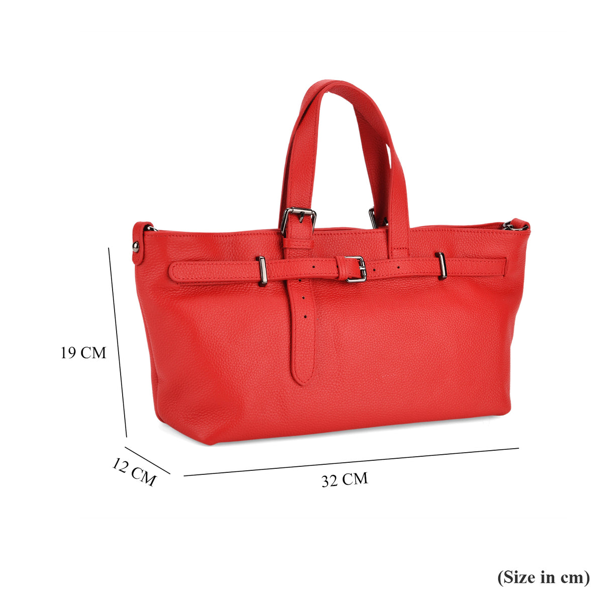 Vicenza 2025 Autumn/Winter Collection - Genuine Leather Belt-detail Crossbody Bag with Detachable Shoulder Strap - Red 8158447 8