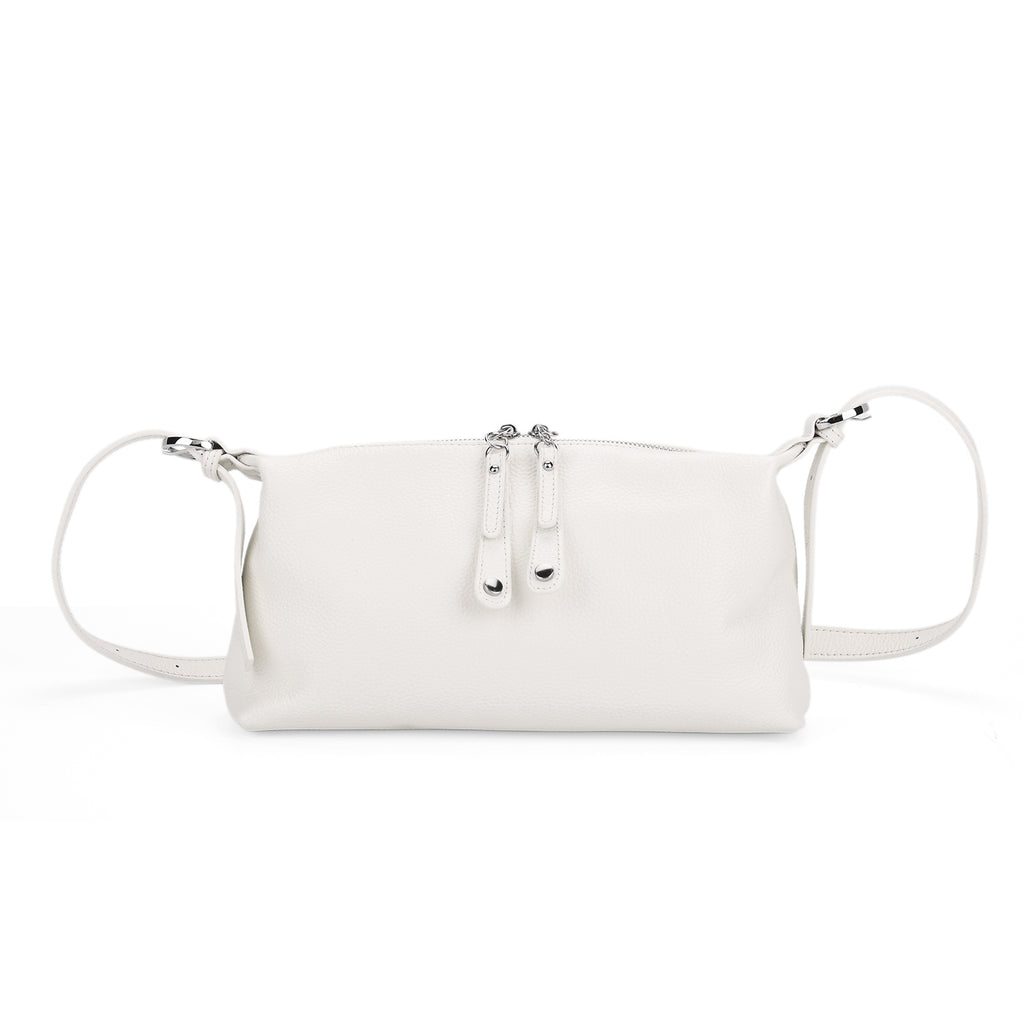 100% Genuine Leather Full Grain  Crossbody Bag with Adjustable Strap - Ivory_8160704