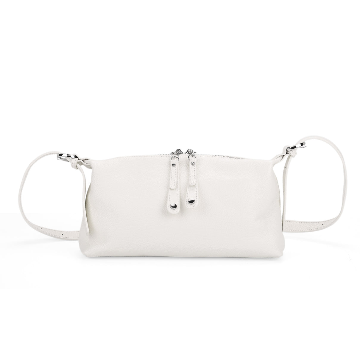 100% Genuine Leather Full Grain  Crossbody Bag with Adjustable Strap - Ivory V32512603 0