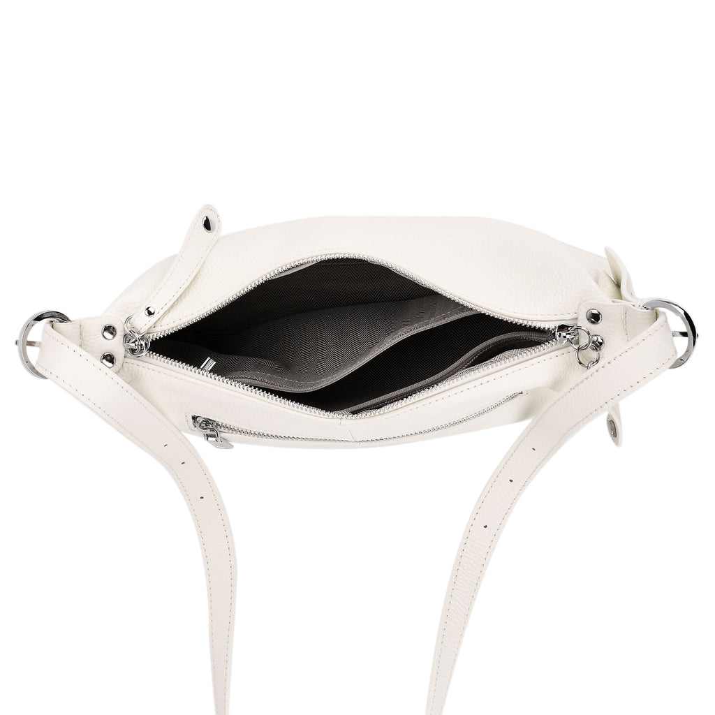 100% Genuine Leather Full Grain  Crossbody Bag with Adjustable Strap - Ivory_8160704_5