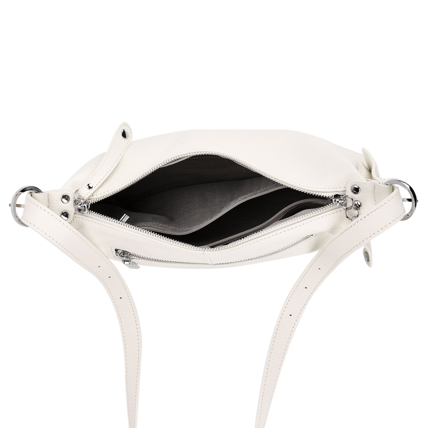 100% Genuine Leather Full Grain  Crossbody Bag with Adjustable Strap - Ivory V32512603 6