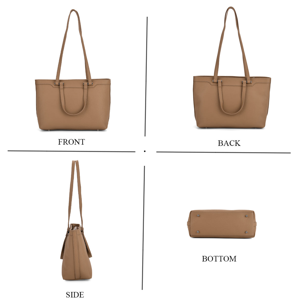 Milan Closeout- 100% Full Grain Genuine Leather Tote Bag with  Adjustable Straps - Coffee V32582059 4