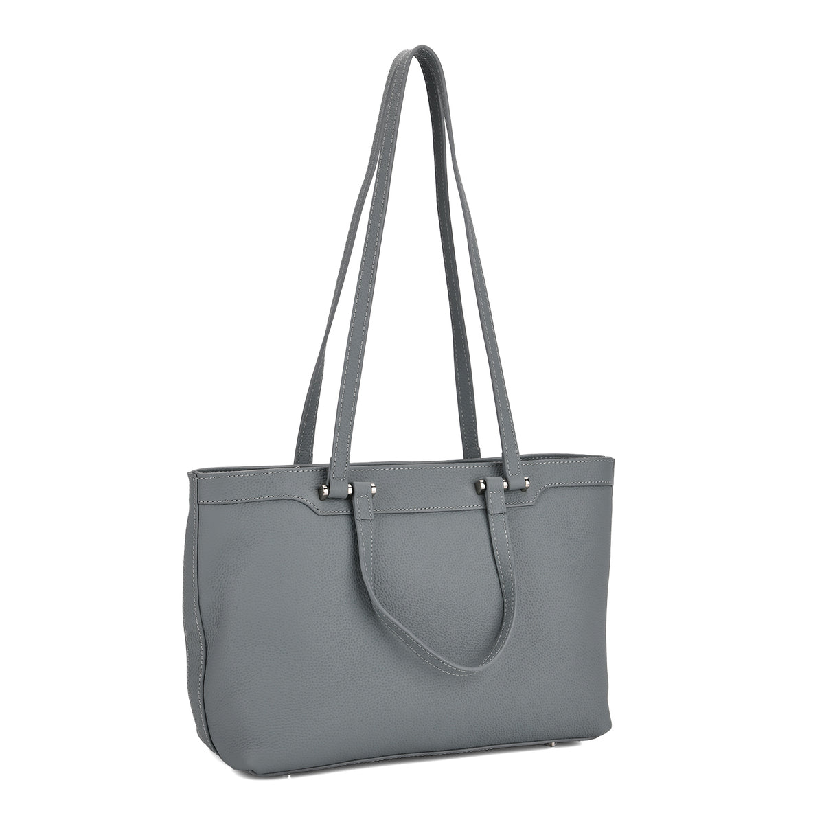 Milan Closeout- 100% Full Grain Genuine Leather Tote Bag with  Adjustable Straps - Teal V32555907 7