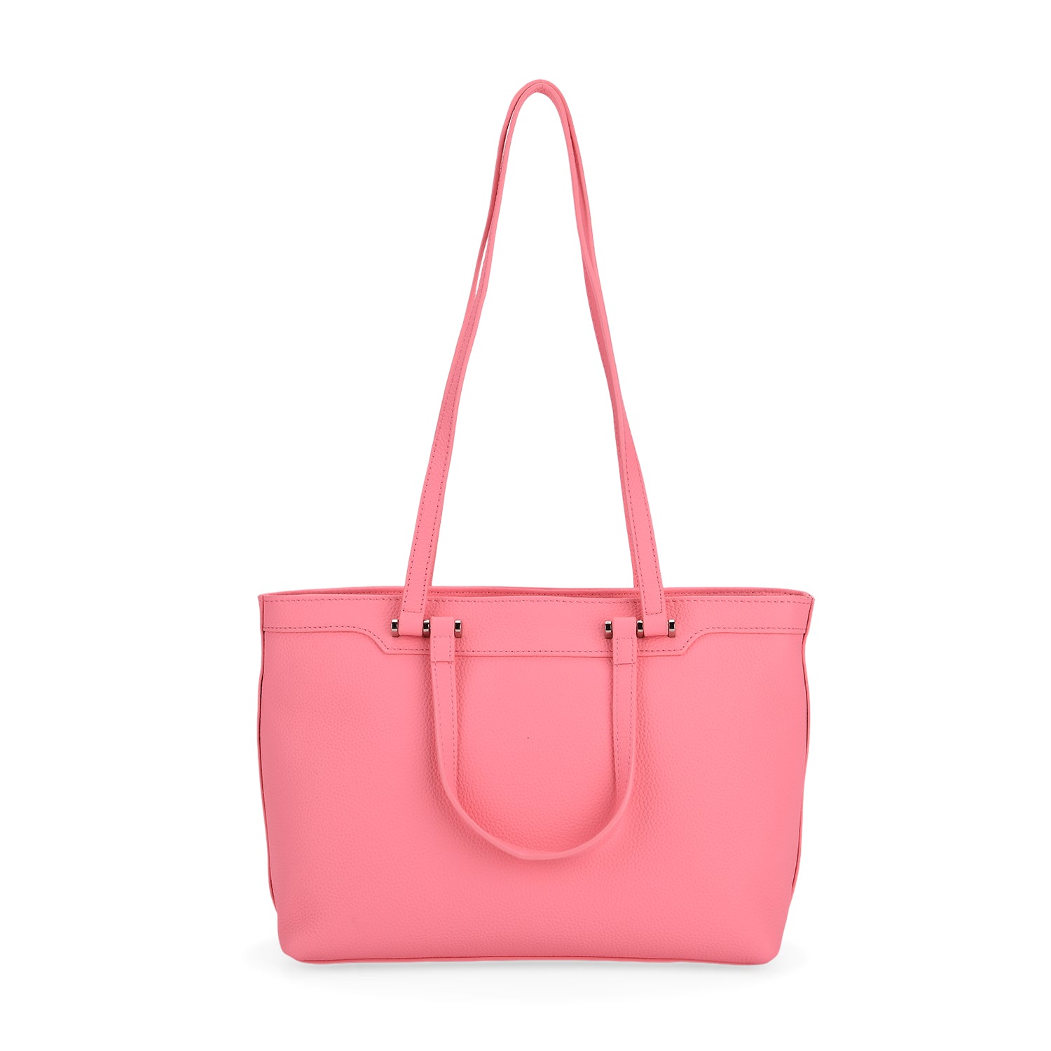 Milan Closeout- 100% Full Grain  Genuine Leather Tote Bag with  Adjustable Straps - Pink V32529901 0