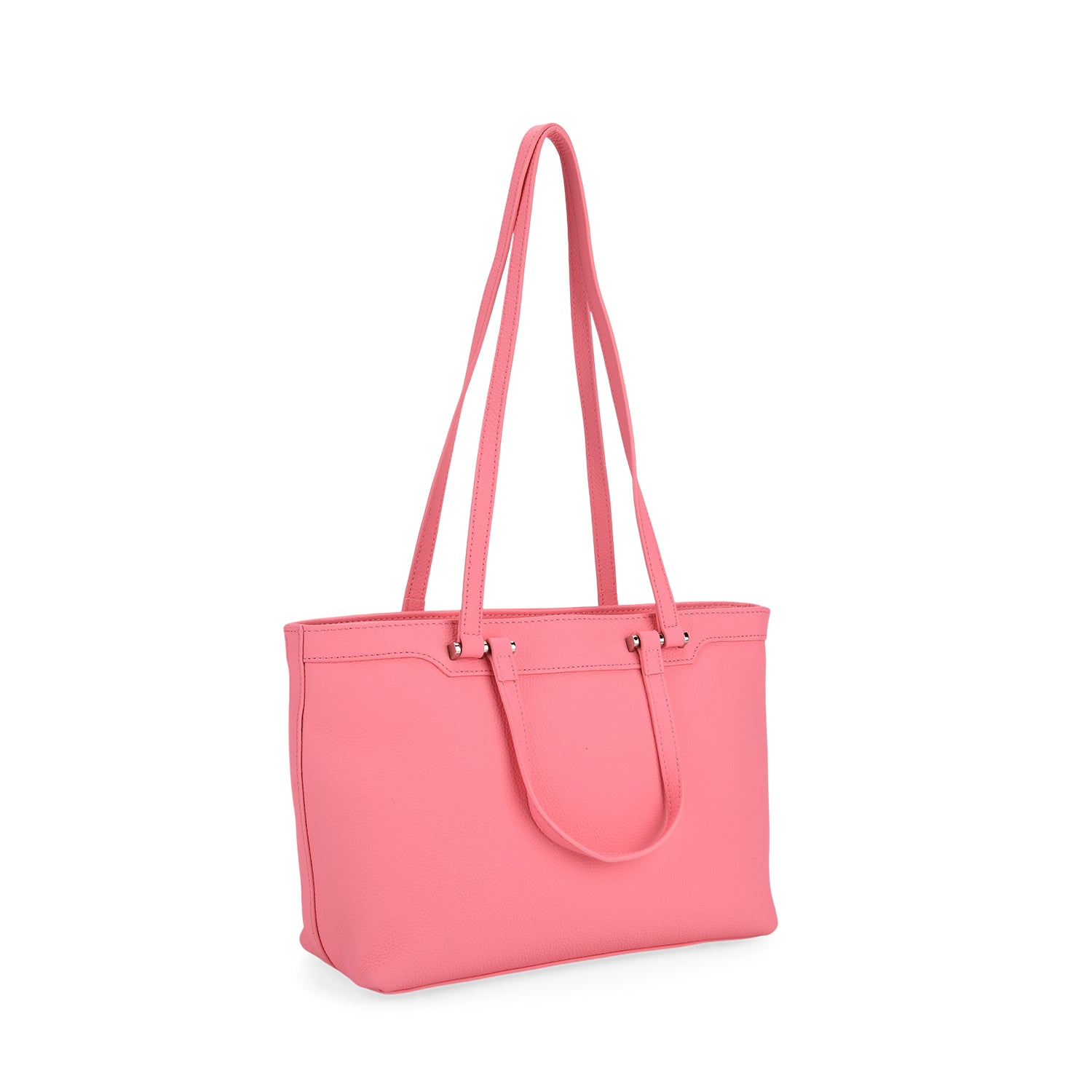 Milan Closeout- 100% Full Grain  Genuine Leather Tote Bag with  Adjustable Straps - Pink V32529901 7