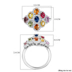 Multi Sapphire, White Zircon Cluster Ring in Rhodium OverlaySterling Silver  2.890  Ct._8160786_5