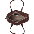 Two-Tone Genuine Leather Structured Bowling Bag - Dark Coffee_8161094_4