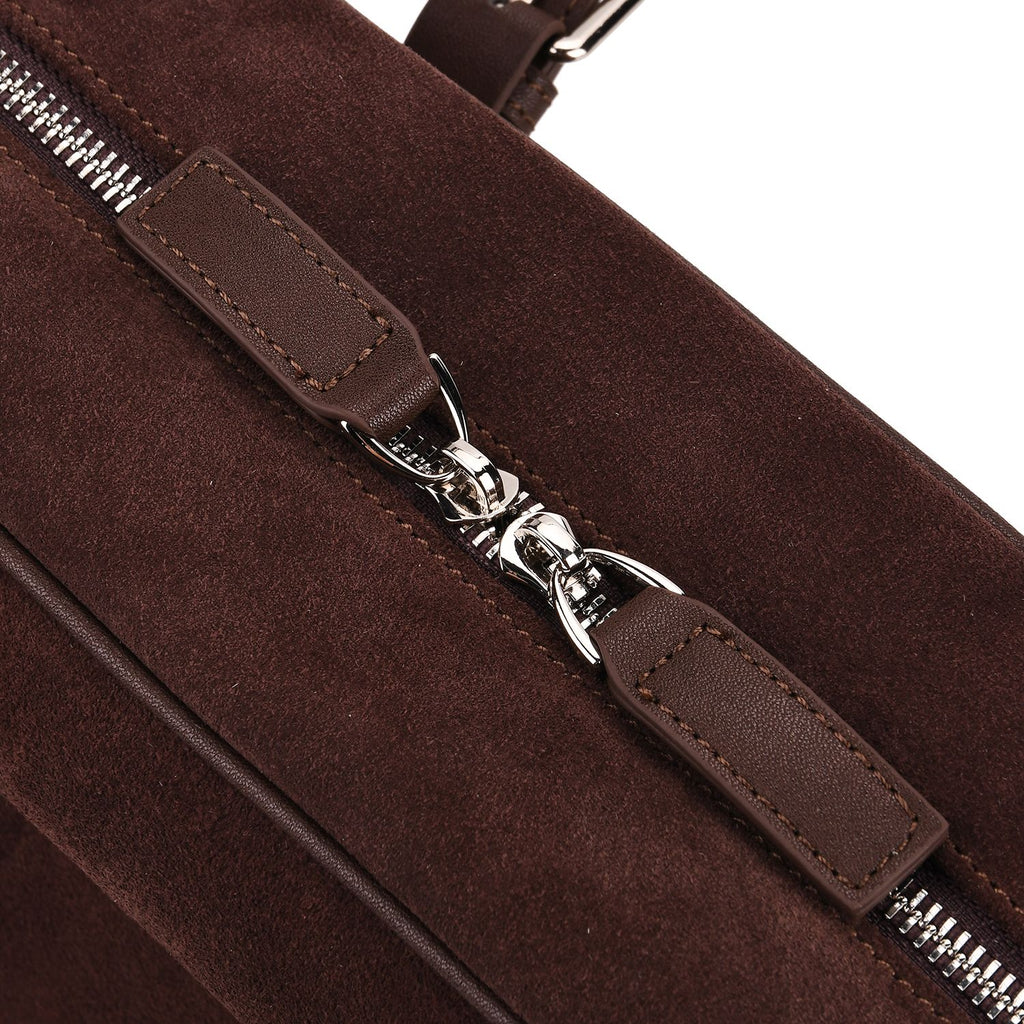 Two-Tone Genuine Leather Structured Bowling Bag - Dark Coffee_8161094_5