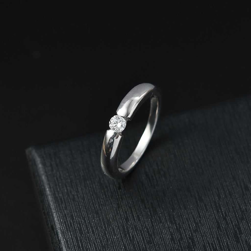 Luxuriant - Lab Grown Diamond (VS-E/F) Solitaire Tension Ring in Rhodium Overlay Sterling Silver_8161116_1