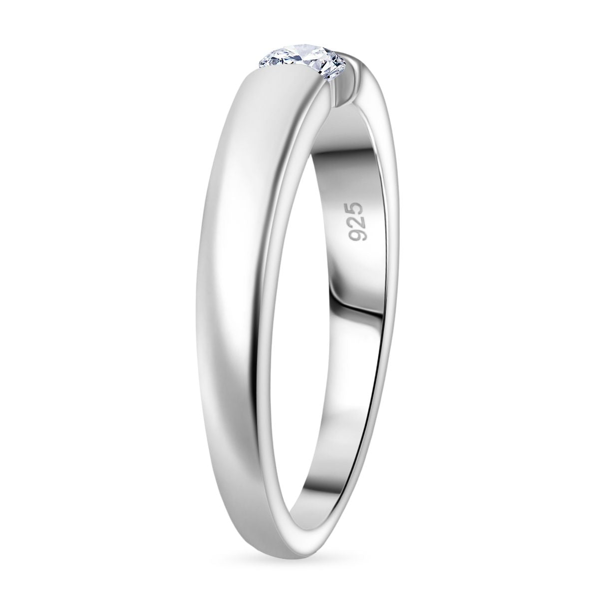 LUXURIANT Lab Grown Diamond (VS-E-F) Solitaire Tension Ring in Rhodium Overlay Sterling Silver 8161116 4
