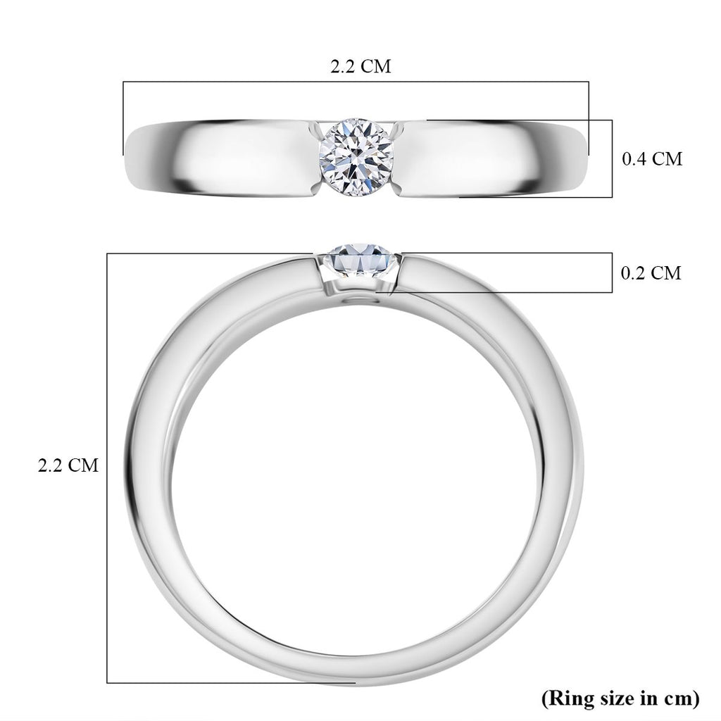 Luxuriant - Lab Grown Diamond (VS-E/F) Solitaire Tension Ring in Rhodium Overlay Sterling Silver_8161116_5
