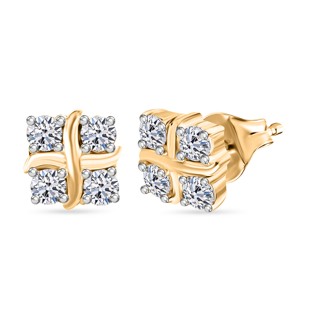 Luxuriant Diamond Lab Grown Diamond (SI/GH) Solitaire Stud Push Post Earring in 18K Vermeil Yellow Gold Plated Sterling Silver_8161127