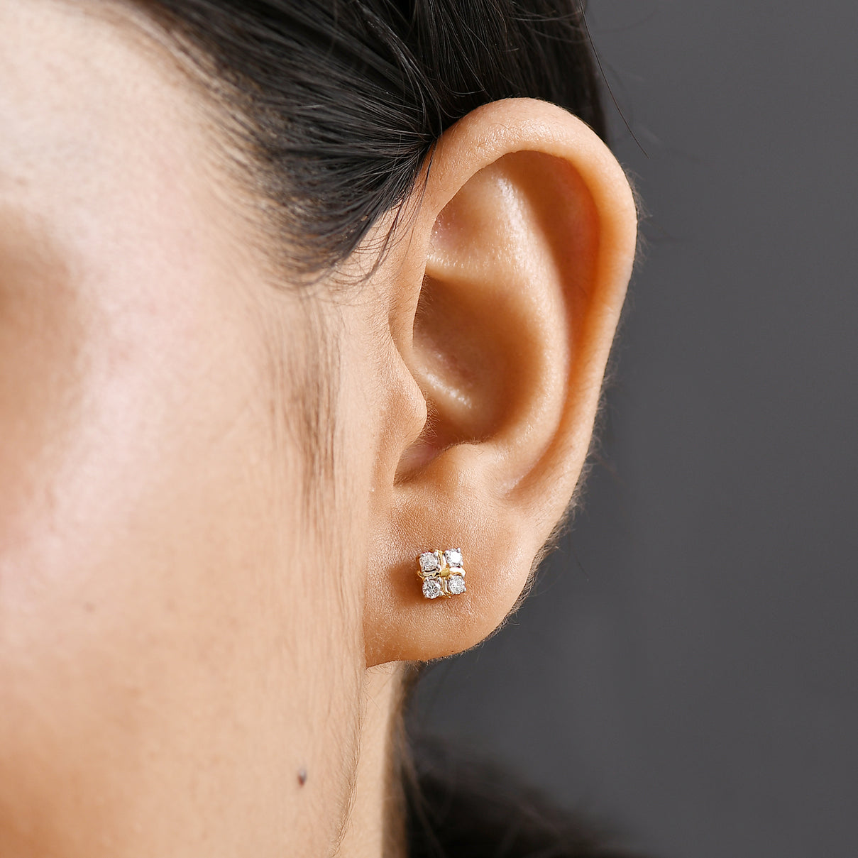 LUXURIANT Lab Grown Diamond (SI-GH) Stud Push Post Earring in 18K Vermeil Yellow Gold Plated Sterling Silver 8161127 3