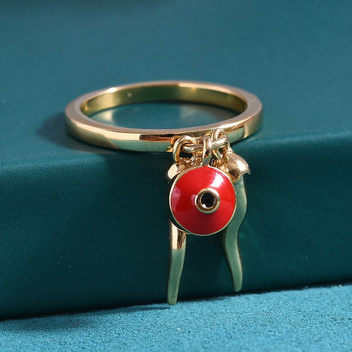GP Chilli Pepper Collection - Enamelled Chilli Charm Ring in 18K Vermeil Yellow Gold Over Sterling Silver 8161594 2