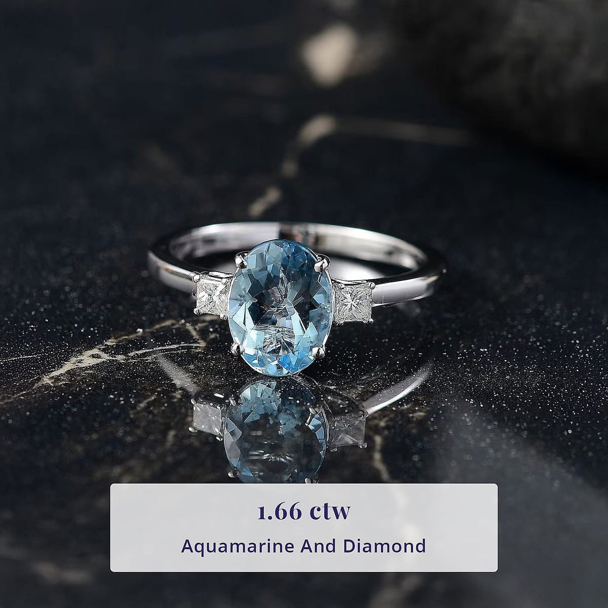Certified and Appraised AAA Aquamarine, White Diamond I2 Solitaire Ring in 14K White Gold, Gold Wt.2.42 Gms 2.000 Ct. 8161773 2