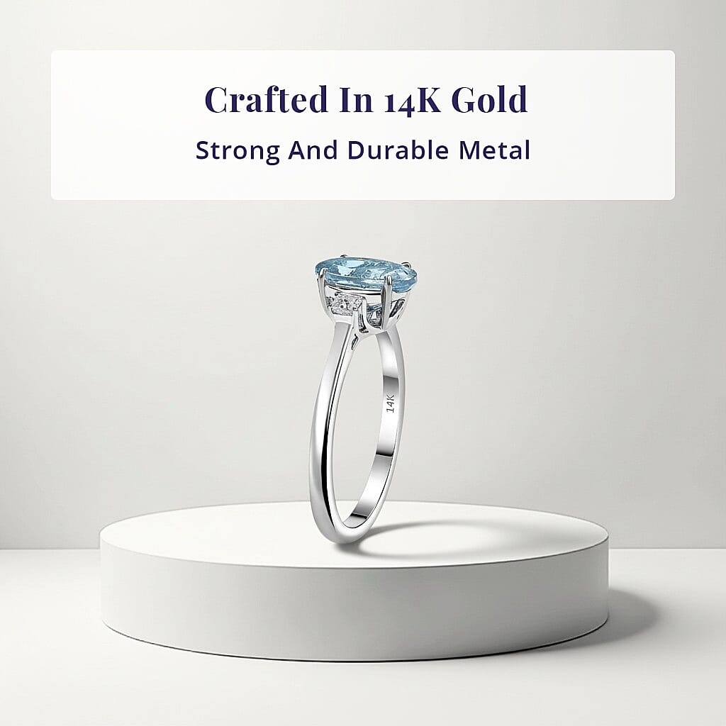 Certified and Appraised AAA Aquamarine, White Diamond I2 Solitaire Ring in 14K White Gold, Gold Wt.2.42 Gms 2.000 Ct. 8161773 3