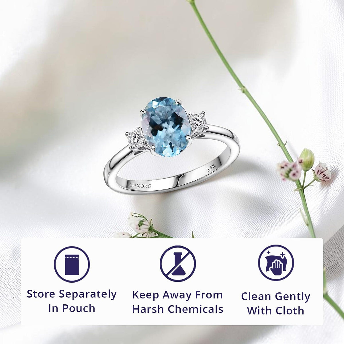 Certified and Appraised AAA Aquamarine, White Diamond I2 Solitaire Ring in 14K White Gold, Gold Wt.2.42 Gms 2.000 Ct. 8161773 4