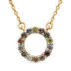 Multi Diamond Circle Necklace (Size - 18/20) in Vermeil Yellow Gold Plated Sterling Silver_8161856