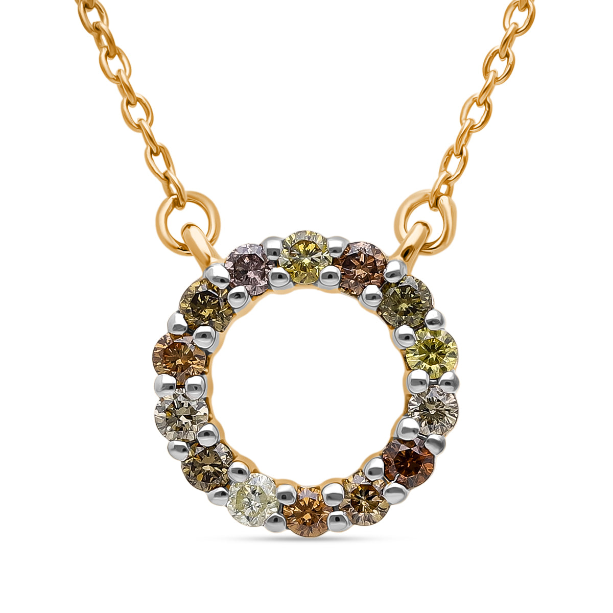 Multi Diamond Circle Necklace (Size - 18-20) in Vermeil Yellow Gold Plated Sterling Silver V32698823 0