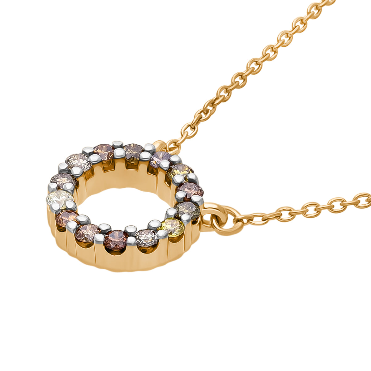 Multi Diamond Circle Necklace (Size - 18-20) in Vermeil Yellow Gold Plated Sterling Silver V32698823 2